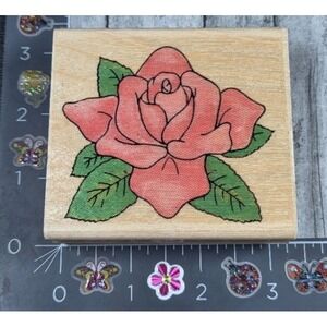 Stamp Affair Fabric Rose Flower J964 Rubber Stamp Wood #B67